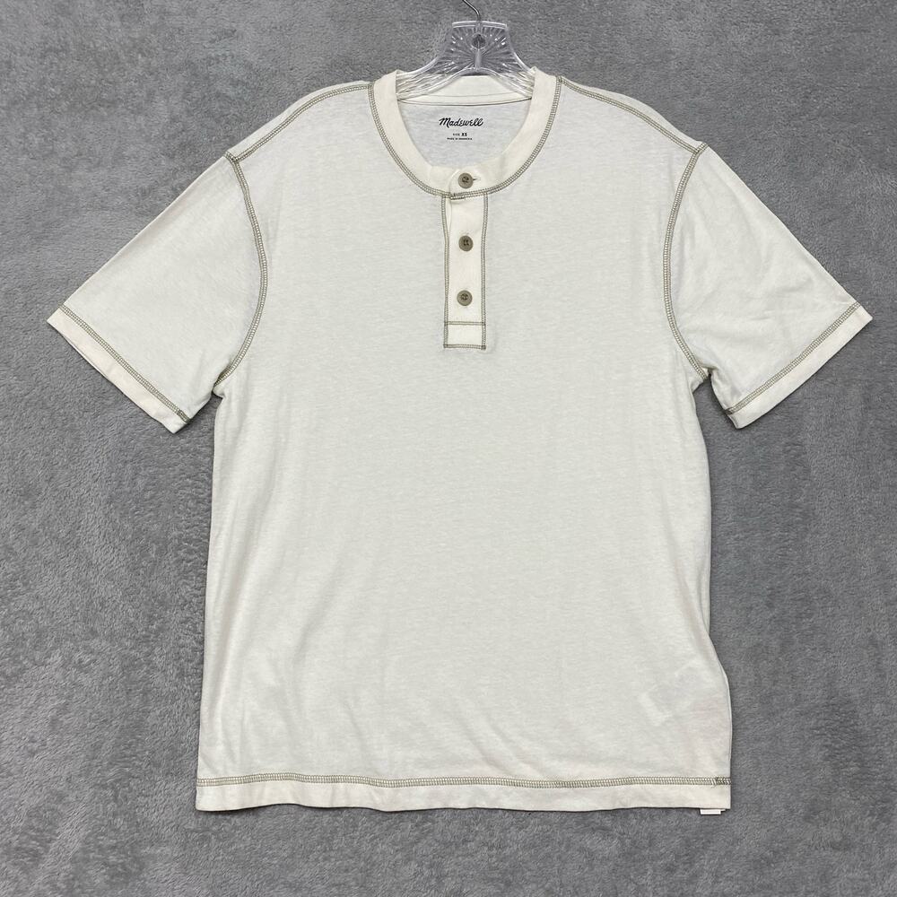 Madewell‎ Mens Shirt XS Recycled Cotton Blend Henley Creme Fraiche NL138 - Picture 3 of 8